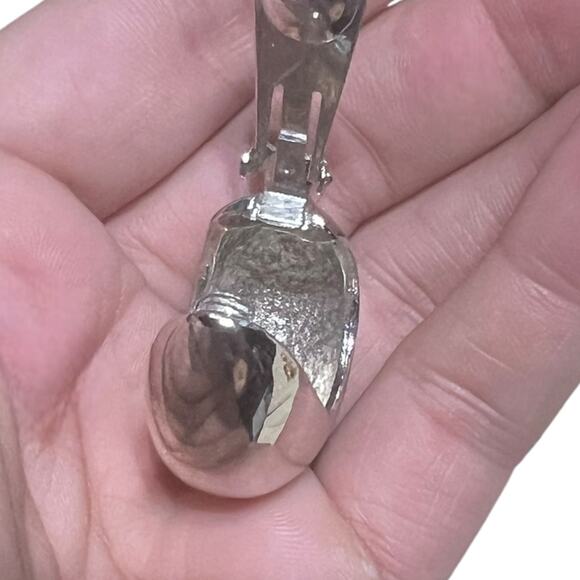 Vintage Heavy Silver-Tone Clip-On Earrings – Bold Sculptural Design - Picture 6 of 13